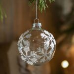8cm Glass Transparent Christmas Balls Round Snowflake White Diamond-encrusted Sequin