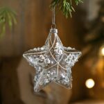 10cm Glass Transparent Christmas Balls Star White Diamond-encrusted Sequin