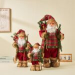 30cm/45cm/60cm Red ＆ Green Plaid Santa Doll