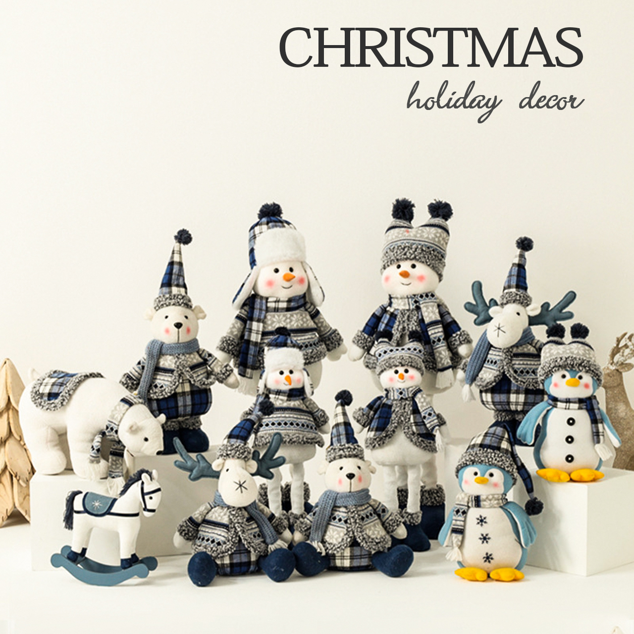 主图_01 SCD2504 Blue & White Santa Claus dolls with hat - Image 1