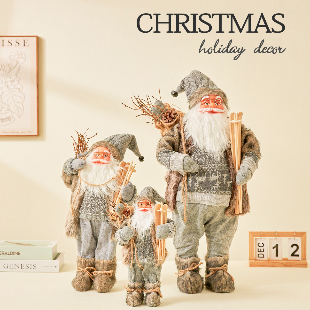 主图_01 SCD31 30cm/45cm/60cm Grey Wolf Skin Style Santa Doll - Image 1
