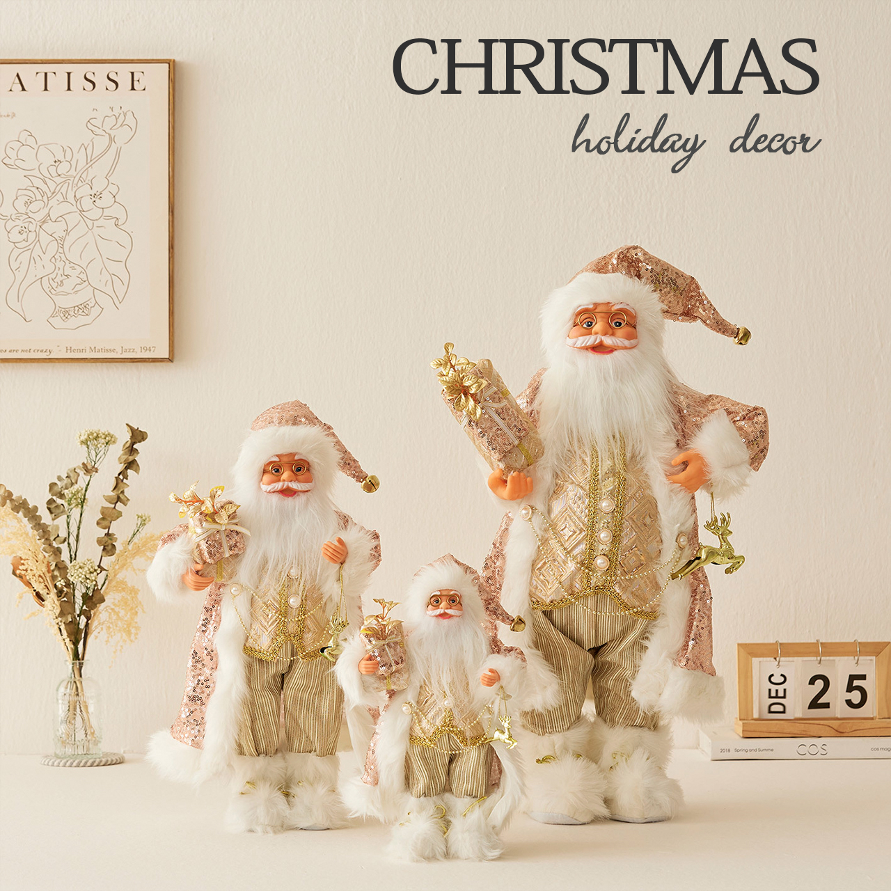 主图_01 SCD63 30cm/45cm/60cm Rose Gold Gift Santa Doll - Image 1