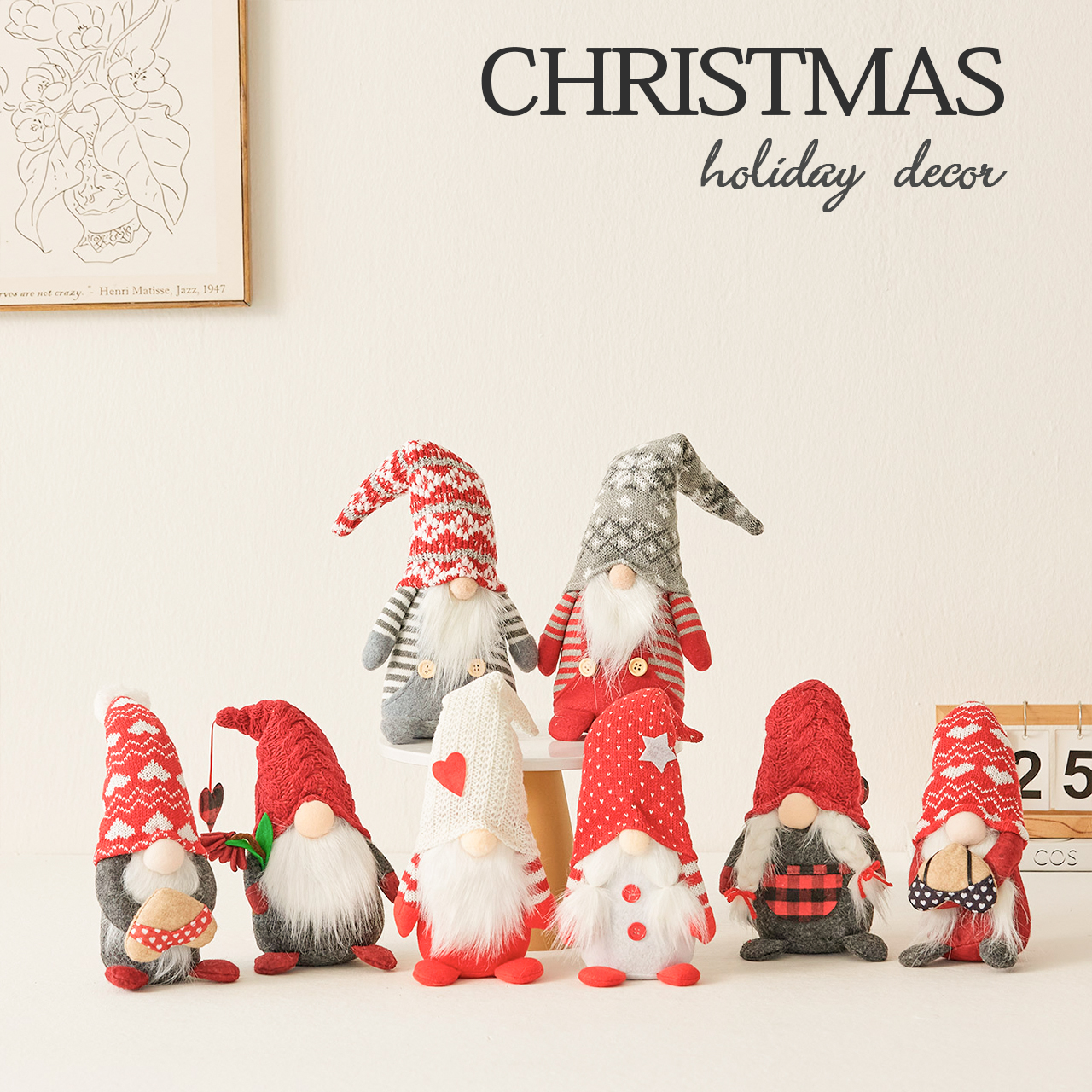 主图_01 SCD80-81-89-91 30cm Gold&Red Snowflake Sitting Doll:Santa Claus - Image 1