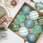10cm Lake Blue Square Tube Christmas Ball Ornament Collection - Image 2