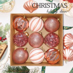 10cm Rose Gold Square Tube Christmas Ball Ornament Collection