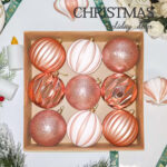 10cm Rose Gold Paiting Striped (With White Powder) Ball Ornament Collection