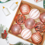 10cm Rose Gold Paiting Striped (With White Powder) Ball Ornament Collection - Image 2