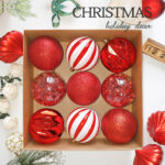 10cm Red Square Tube Christmas Ball Ornament Collection