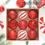 10cm Red Paiting Striped (With White Powder) Ball Ornament Collection