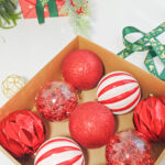 10cm Red Square Tube Christmas Ball Ornament Collection - Image 2