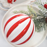 10cm Red Paiting Striped (With White Powder) Ball Ornament Collection - Image 4