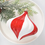 10cm Red Paiting Striped (With White Powder) Ball Ornament Collection - Image 5