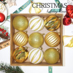 10cm Gold Paiting Striped (With White Powder) Ball Ornament Collection