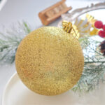 10cm Gold Square Tube Christmas Ball Ornament Collection - Image 3
