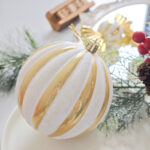 10cm Gold Paiting Striped (With White Powder) Ball Ornament Collection - Image 4