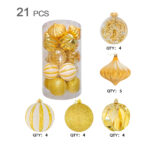 10cm Gold Square Tube Christmas Ball Ornament Collection - Image 5