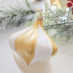 10cm Gold Paiting Striped (With White Powder) Ball Ornament Collection - Image 5