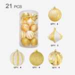 10cm Gold Paiting Striped (With White Powder) Ball Ornament Collection - Image 6