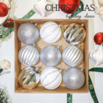 10cm Sliver Paiting Striped (With White Powder) Ball Ornament Collection
