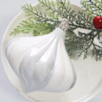 10cm Sliver Paiting Striped (With White Powder) Ball Ornament Collection - Image 5