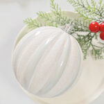 10cm Sliver Paiting Striped (With White Powder) Ball Ornament Collection - Image 3