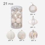 10cm Sliver Paiting Striped (With White Powder) Ball Ornament Collection - Image 6