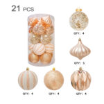 10cm Champagne Gold Square Tube Christmas Ball Ornament Collection - Image 4