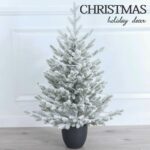 Flocked PE Christmas Tree with LED Lights, Black Basin