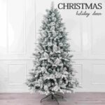 Flocked Christmas Tree with Warm White LED Lights