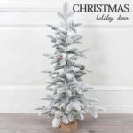 Snow Flocked PE, PVC Christmas Tree with Pine Cone and Pot