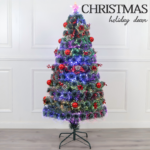 Red/Green Led Circular Flashing Fibre Optic Tree With Ornament