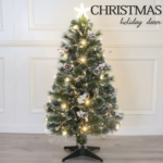Pine Needle Warm White Led Fibre Optic Tree With Cones, Red Berries