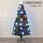Multicolor Led Fibre Optic Tree With Harry Leaf,Red Berries and Star Ornament"
