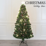 Strawberry String Light Fiber Optic Tree With Cones and Red Berries"