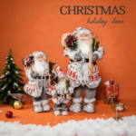 30cm/45cm/60cm White Plaid Skateboard Santa Claus Doll