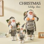 30cm/45cm/60cm Grey Plaid Nordic Style Santa Claus Doll