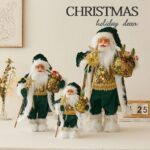 30cm/45cm/60cm Clover Green with Gold Ornaments Santa Claus Doll