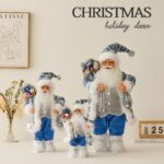 30cm/45cm/60cm Blue and Silver Santa with Lights Santa Claus Doll