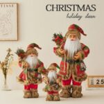 30cm/45cm/60cm Red Cloth with Green Figure&Brown Hair Santa Claus Doll