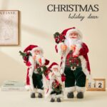 30cm/45cm/60cm Red＆Green Wreath Santa Claus Doll