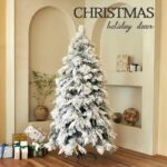 180cm Thick Snow Mied Tips Christmas Tree with Pine Cones