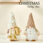Champagne Gold Faceless Christmas toys with lights Santa Claus Doll