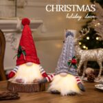 Red Grey Knitted Hat Christmas Faceless Doll Night Light Decoration