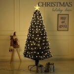 150cm Black Fiber Optic Tree with Star, 8 Function Led Light