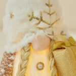Champagne Gold Faceless Christmas toys with lights Santa Claus Doll - Image 3