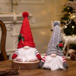 Red Grey Knitted Hat Christmas Faceless Doll Night Light Decoration - Image 2