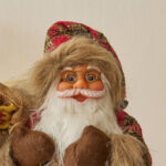 30cm/45cm/60cm Red&Gold Plaid Brown Fur Santa Claus Doll - Image 2