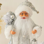 30cm/45cm/60cm New Silver Sequined Santa with Lighted Santa Claus Doll - 图片 2