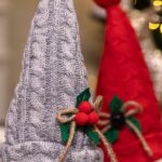 Red Grey Knitted Hat Christmas Faceless Doll Night Light Decoration - Image 3