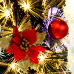 200cm Fiber Optic Garland with Red Flowers and Ornaments - Image 3
